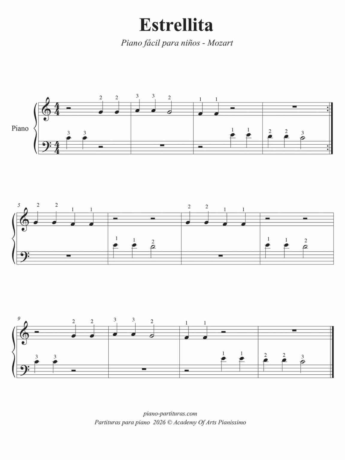 Partituras De Piano Para Principiantes